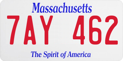 MA license plate 7AY462