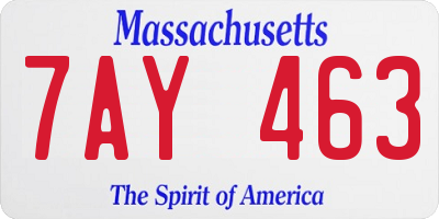 MA license plate 7AY463
