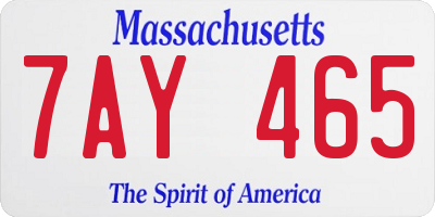 MA license plate 7AY465