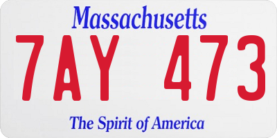 MA license plate 7AY473
