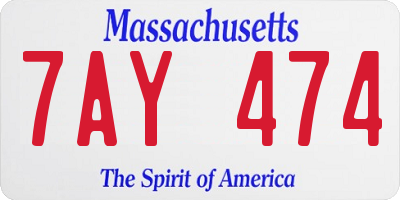 MA license plate 7AY474