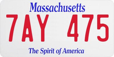 MA license plate 7AY475