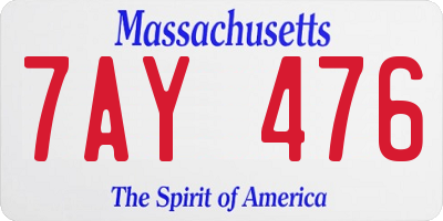 MA license plate 7AY476