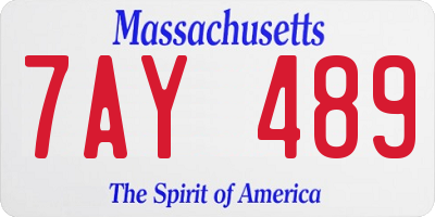 MA license plate 7AY489