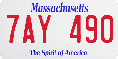 MA license plate 7AY490