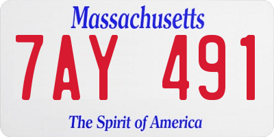 MA license plate 7AY491