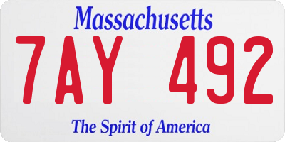 MA license plate 7AY492