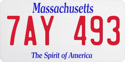 MA license plate 7AY493