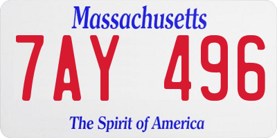MA license plate 7AY496