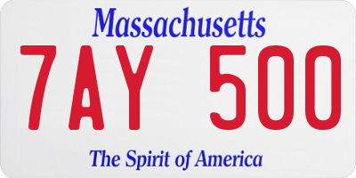 MA license plate 7AY500