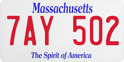 MA license plate 7AY502