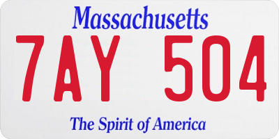MA license plate 7AY504