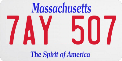 MA license plate 7AY507