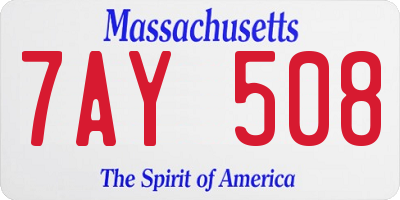 MA license plate 7AY508