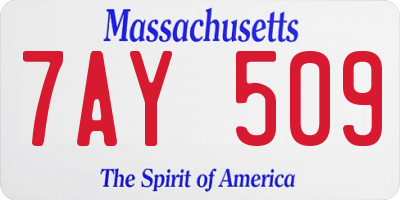 MA license plate 7AY509