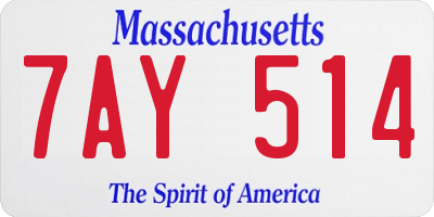 MA license plate 7AY514
