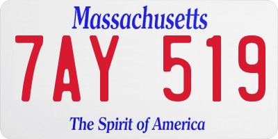 MA license plate 7AY519