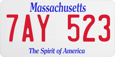 MA license plate 7AY523