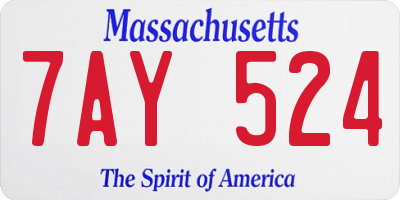 MA license plate 7AY524