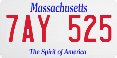 MA license plate 7AY525