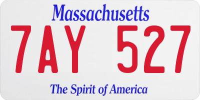 MA license plate 7AY527