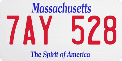 MA license plate 7AY528