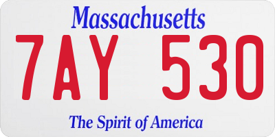 MA license plate 7AY530