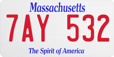 MA license plate 7AY532