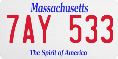 MA license plate 7AY533