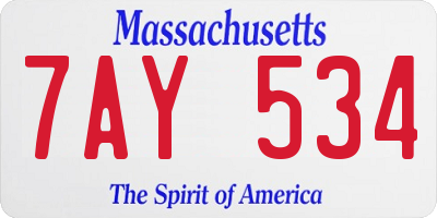 MA license plate 7AY534