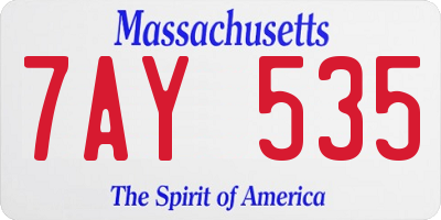 MA license plate 7AY535