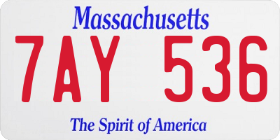 MA license plate 7AY536