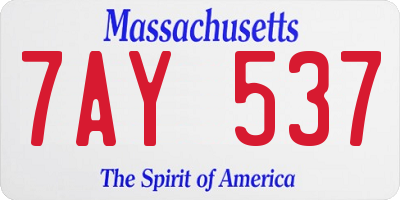 MA license plate 7AY537