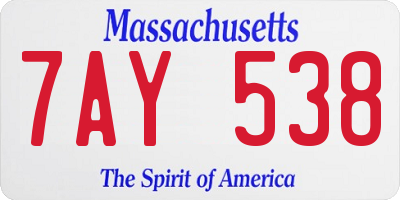 MA license plate 7AY538