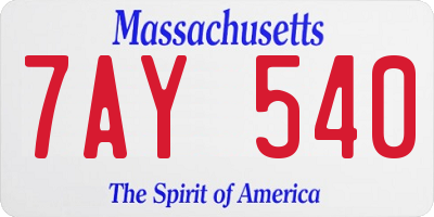 MA license plate 7AY540