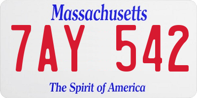 MA license plate 7AY542