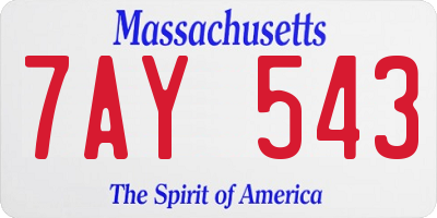 MA license plate 7AY543