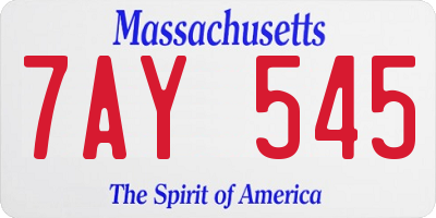 MA license plate 7AY545