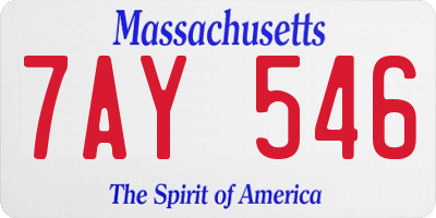 MA license plate 7AY546