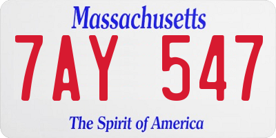 MA license plate 7AY547