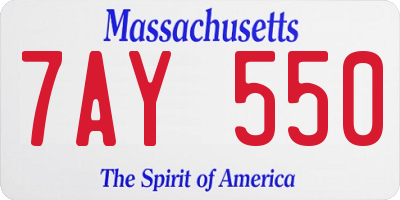 MA license plate 7AY550