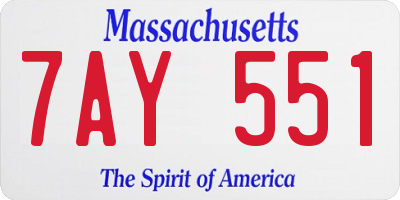 MA license plate 7AY551