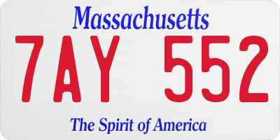 MA license plate 7AY552