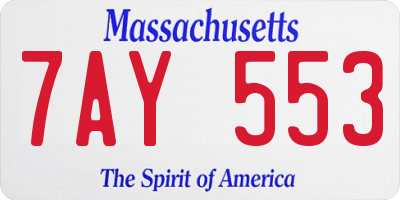 MA license plate 7AY553