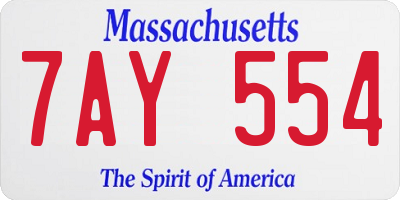 MA license plate 7AY554