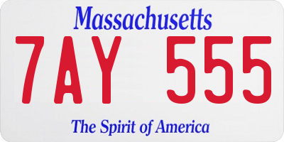 MA license plate 7AY555