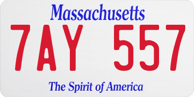 MA license plate 7AY557
