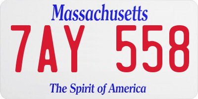 MA license plate 7AY558
