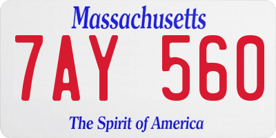 MA license plate 7AY560