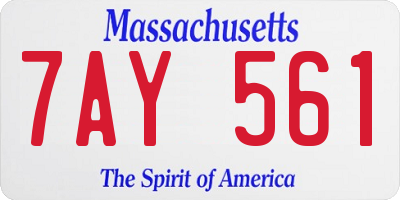 MA license plate 7AY561